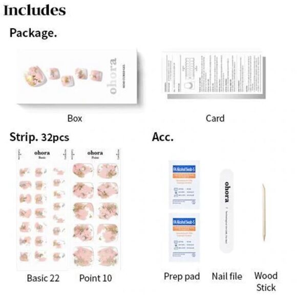 Ohora P Feminine Nomad Pink Gold Nacre Crystal Semicured Gel Pedicure Set NWT - Picture 6 of 10